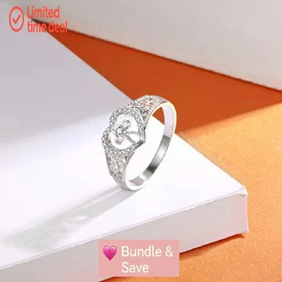 925 Sterling Silver Heart Cross Ring Size 8 Religious Jewelry Gift for Women